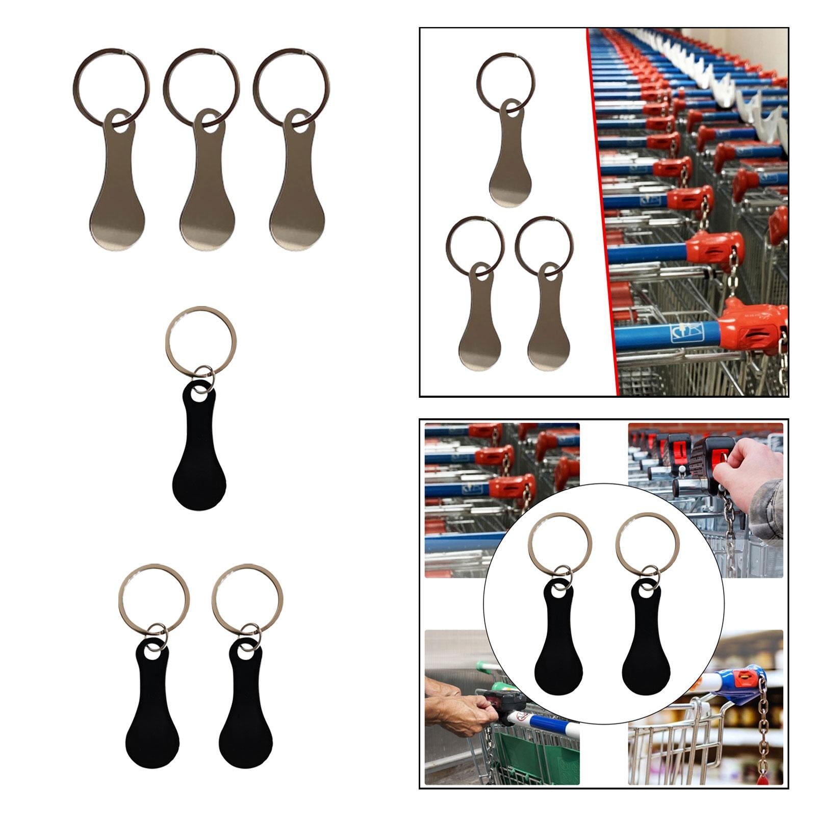Shopping Trolley Tokens Metal Removable Stable Decorative Portable Key Rings 3 Pieces