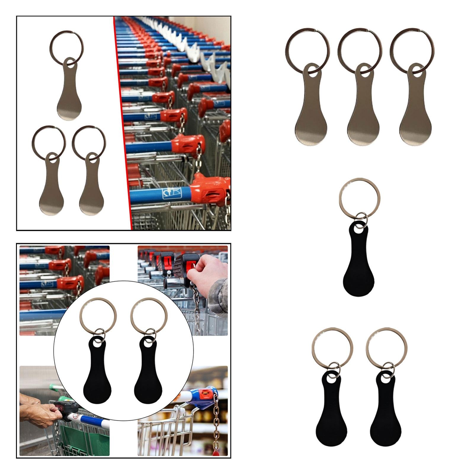 Shopping Trolley Tokens Metal Removable Stable Decorative Portable Key Rings 3 Pieces