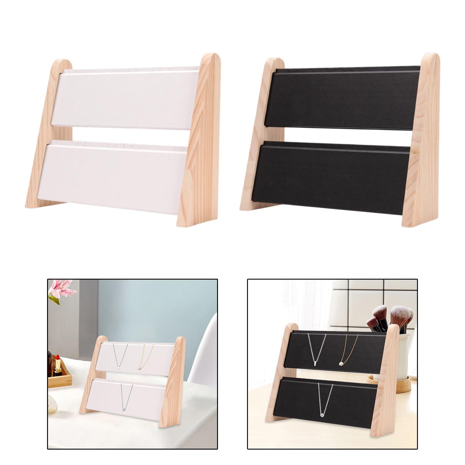 Wooden Necklace Display Stand Rack Jewellery Tabletop Display Board White