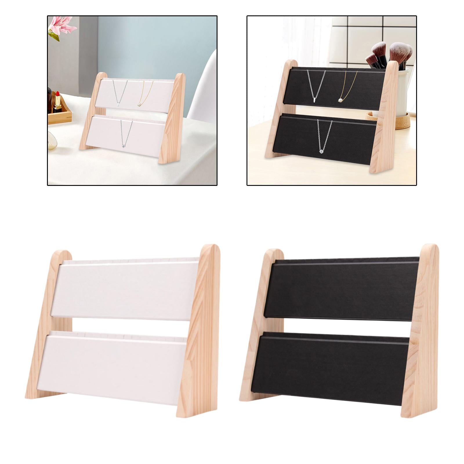 Wooden Necklace Display Stand Rack Jewellery Tabletop Display Board White