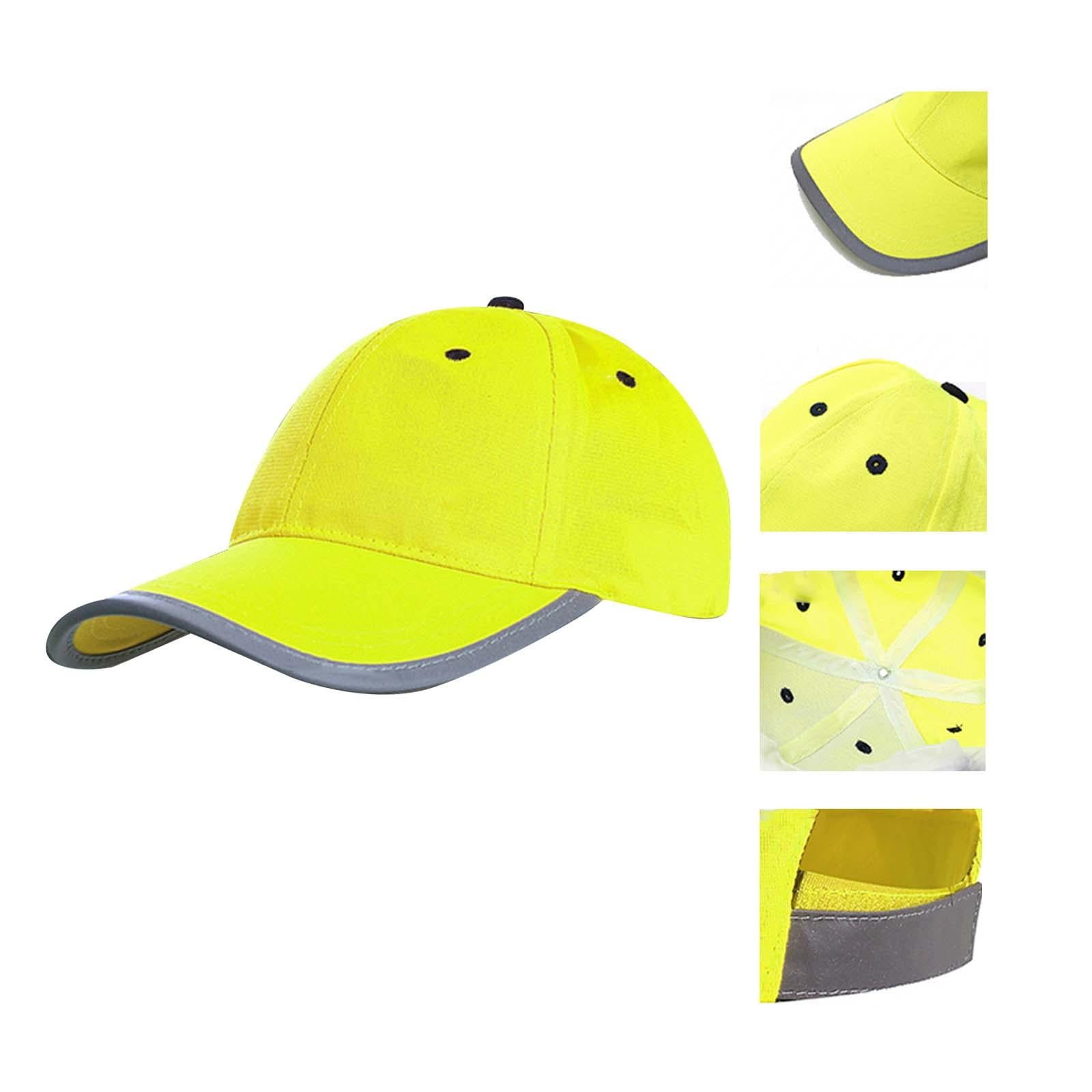 Safety Fluorescent Cap Bright Neon Color Washable Casual Halloween Cap Yellow