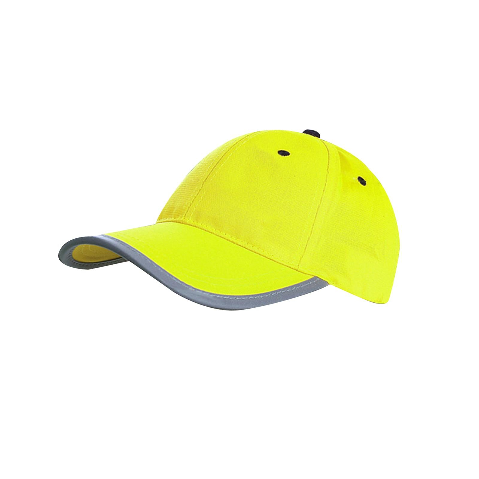 Safety Fluorescent Cap Bright Neon Color Washable Casual Halloween Cap Yellow