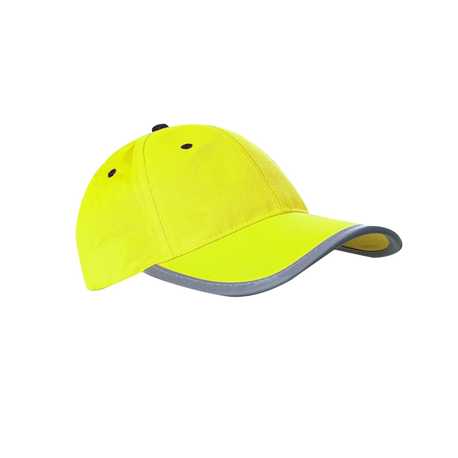 Safety Fluorescent Cap Bright Neon Color Washable Casual Halloween Cap Yellow