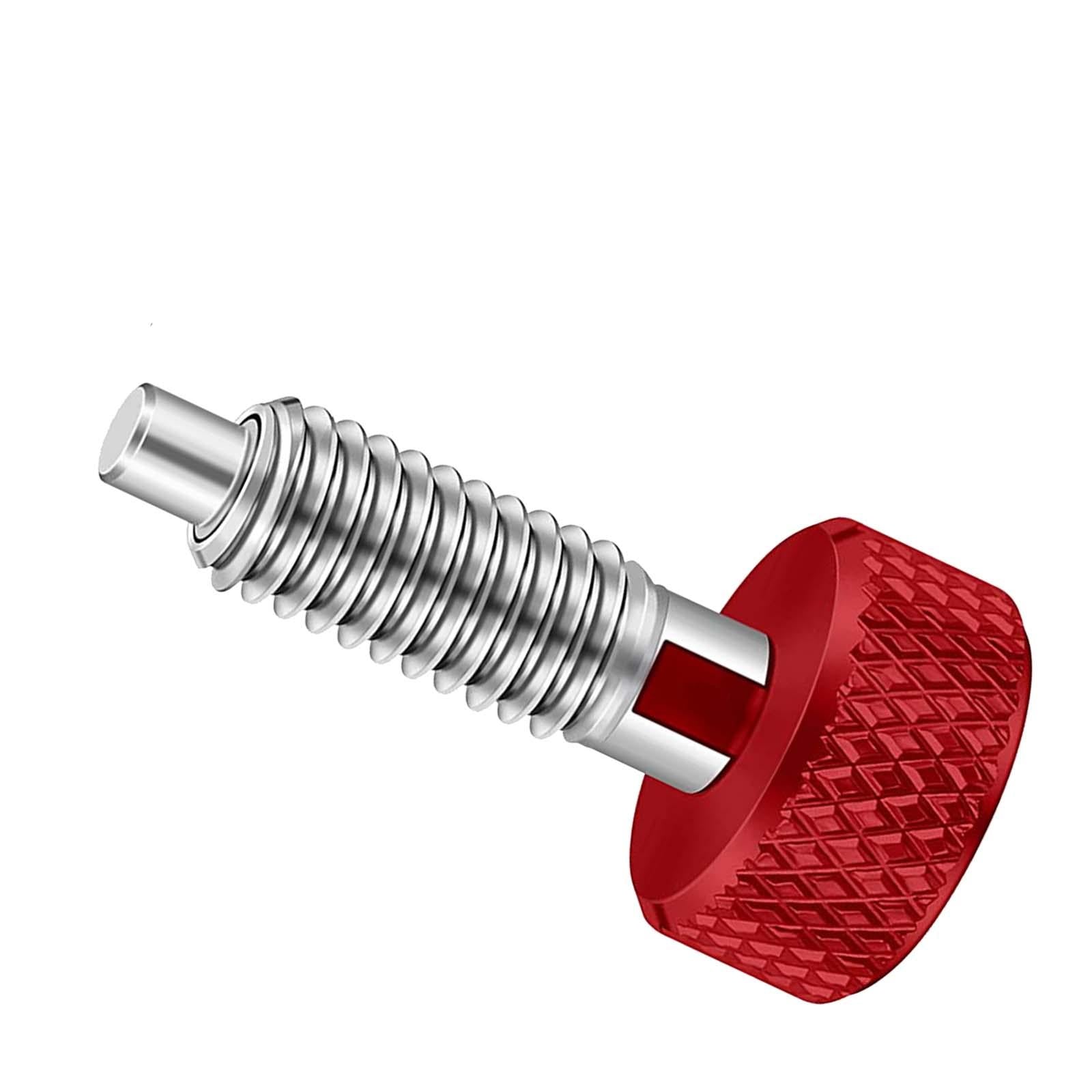 Hand Retractable Spring Plunger with Knurled Handle for Chassis Engine Rooms red