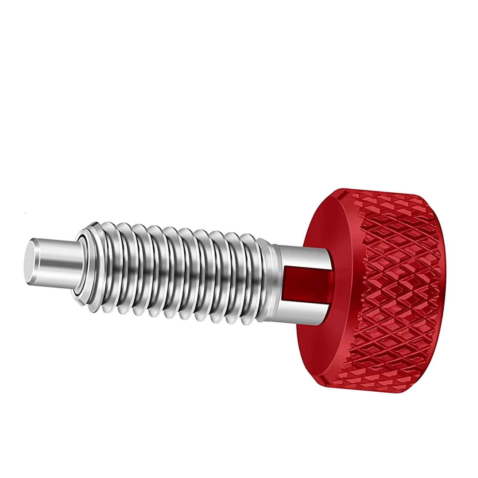 Hand Retractable Spring Plunger with Knurled Handle for Chassis Engine Rooms red