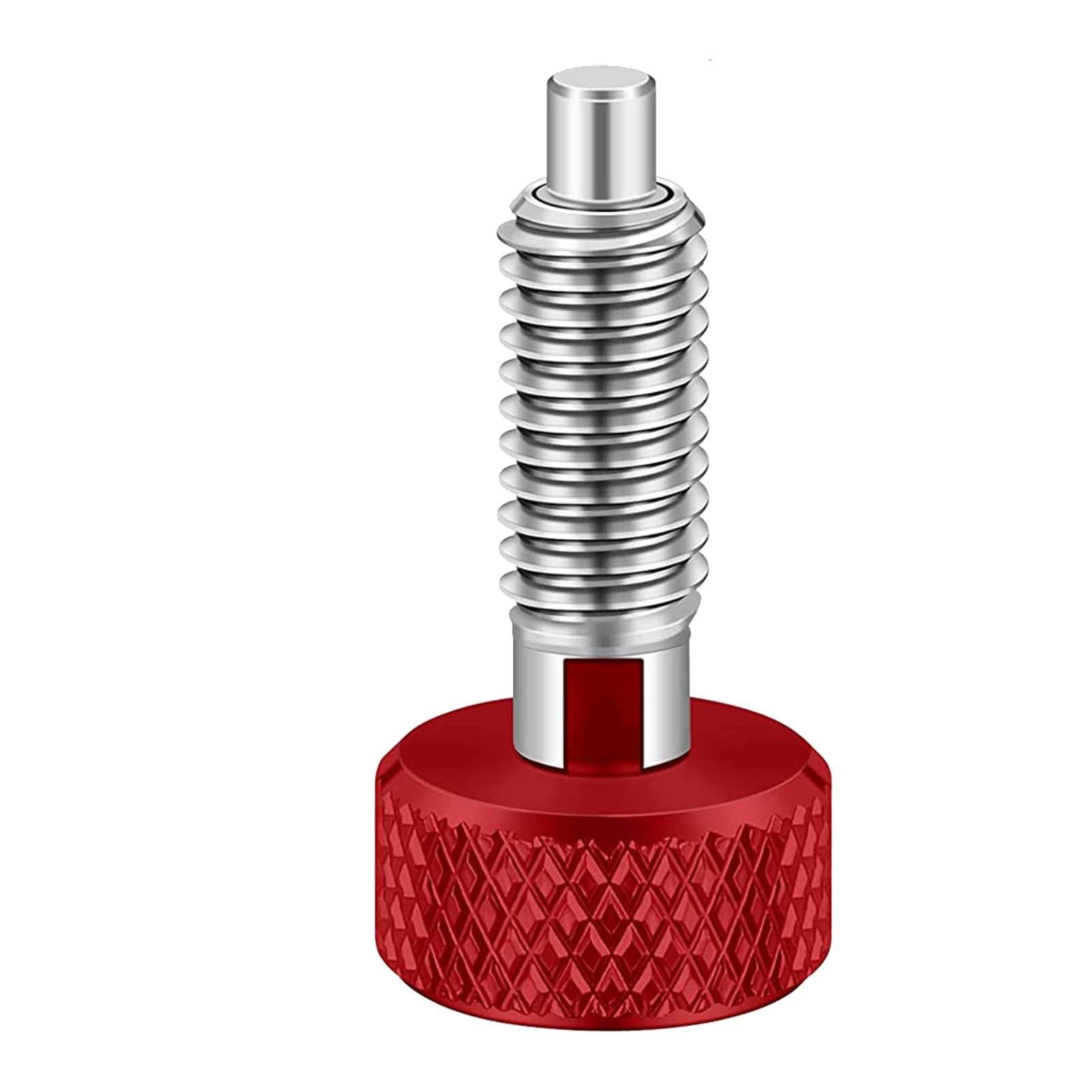 Hand Retractable Spring Plunger with Knurled Handle for Chassis Engine Rooms red