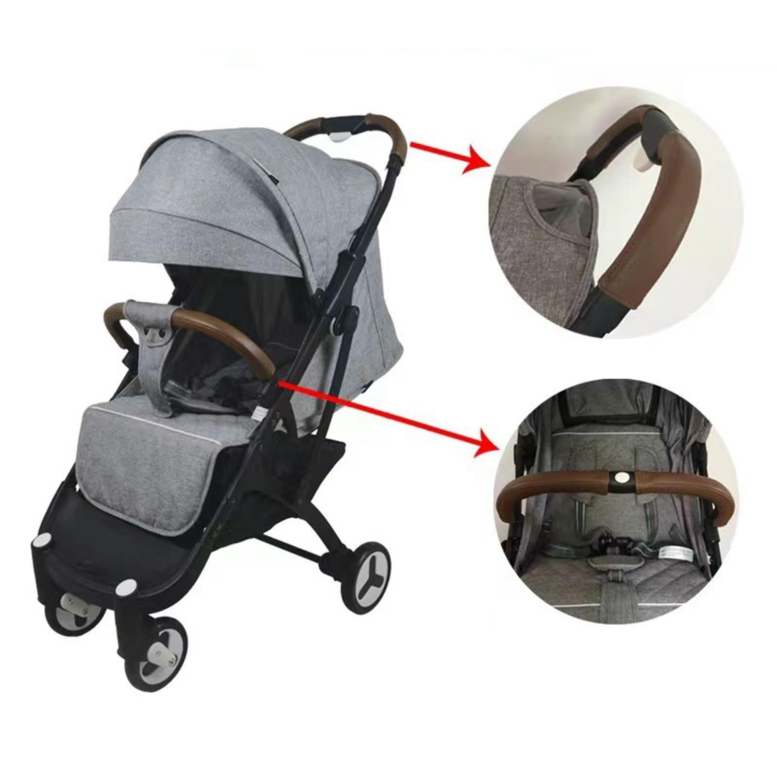 Baby Stroller Armrest Cover PU Leather Easy to Install for Bar Pram Suitcase Brown