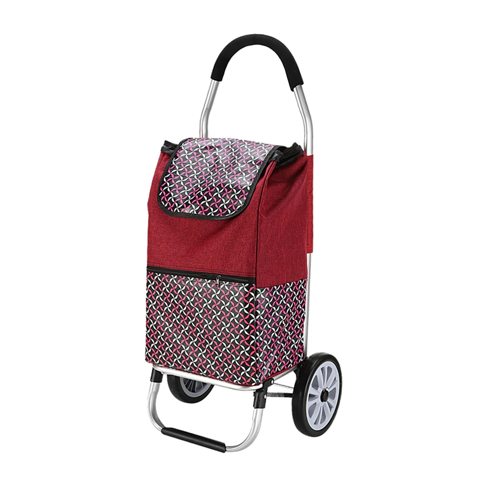 Luggage Trolley Cart Foldable Shopping Cart for Groceries for Transportation red