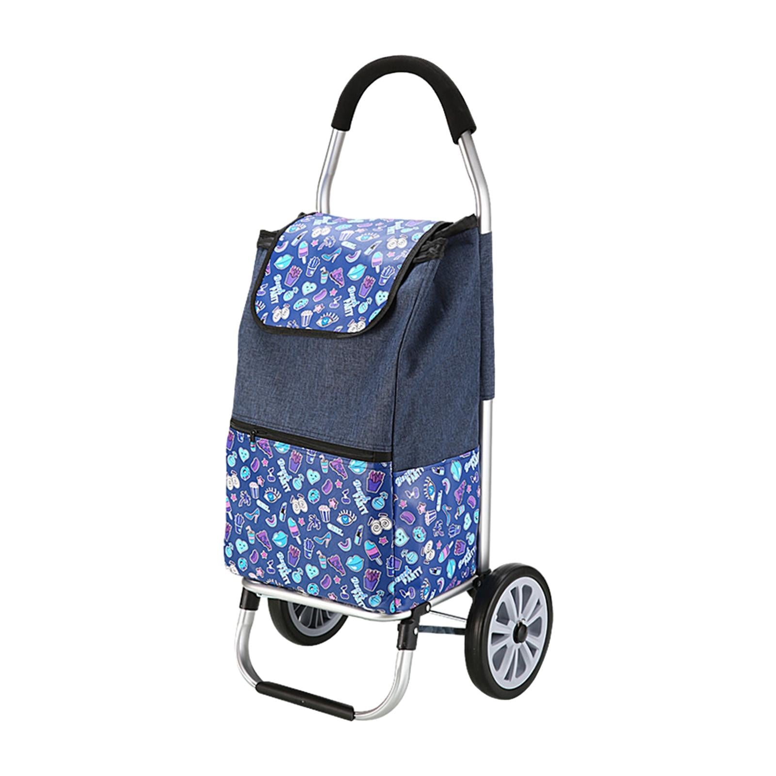 Luggage Trolley Cart Foldable Shopping Cart for Groceries for Transportation blue
