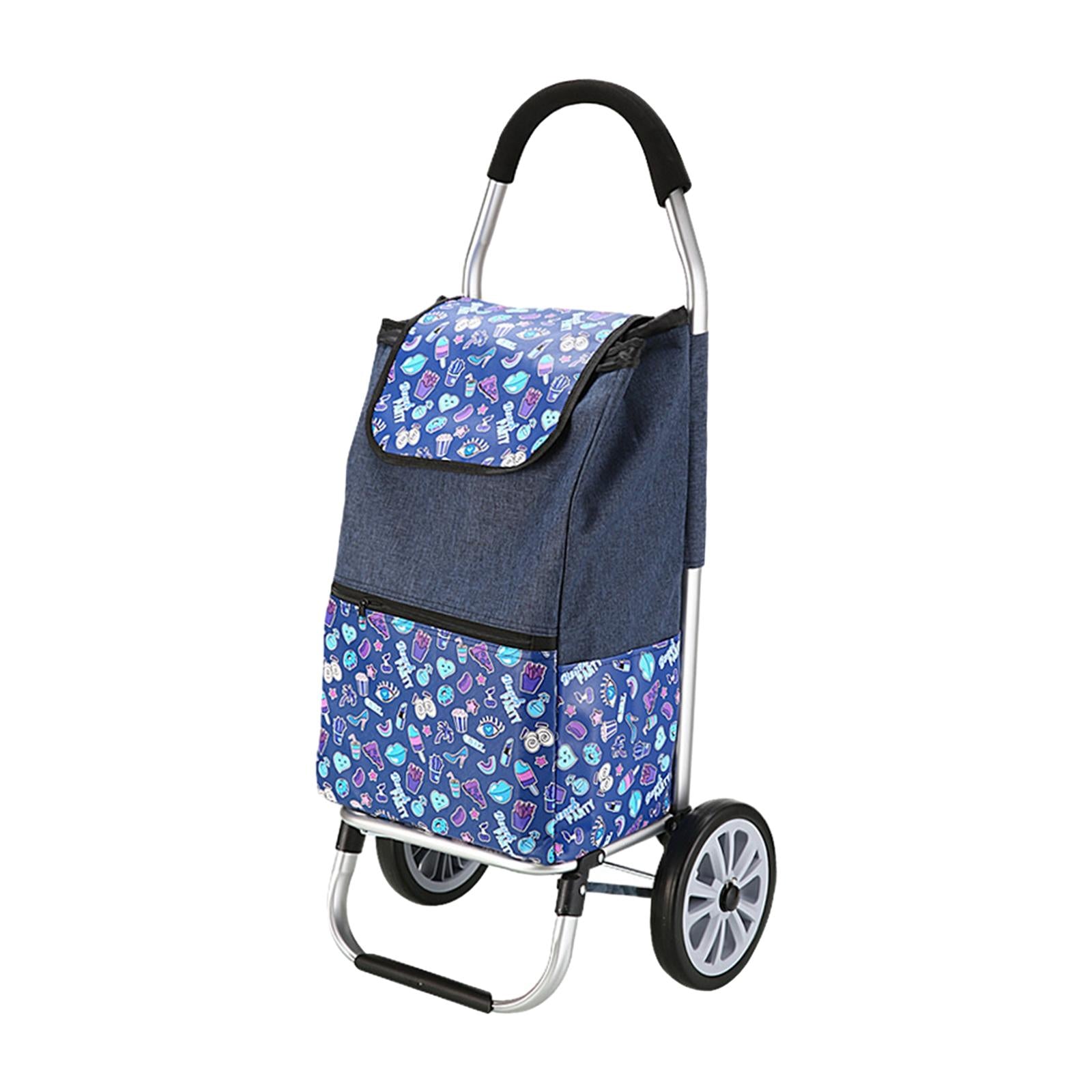 Luggage Trolley Cart Foldable Shopping Cart for Groceries for Transportation blue