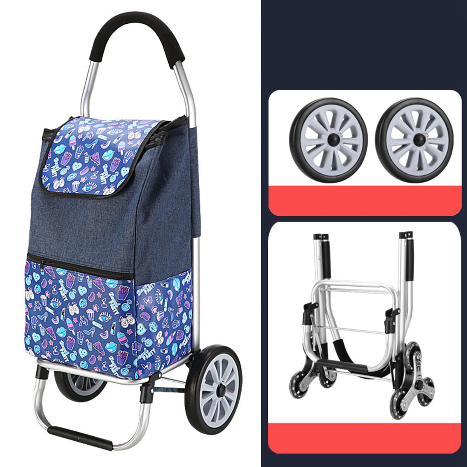 Luggage Trolley Cart Foldable Shopping Cart for Groceries for Transportation blue