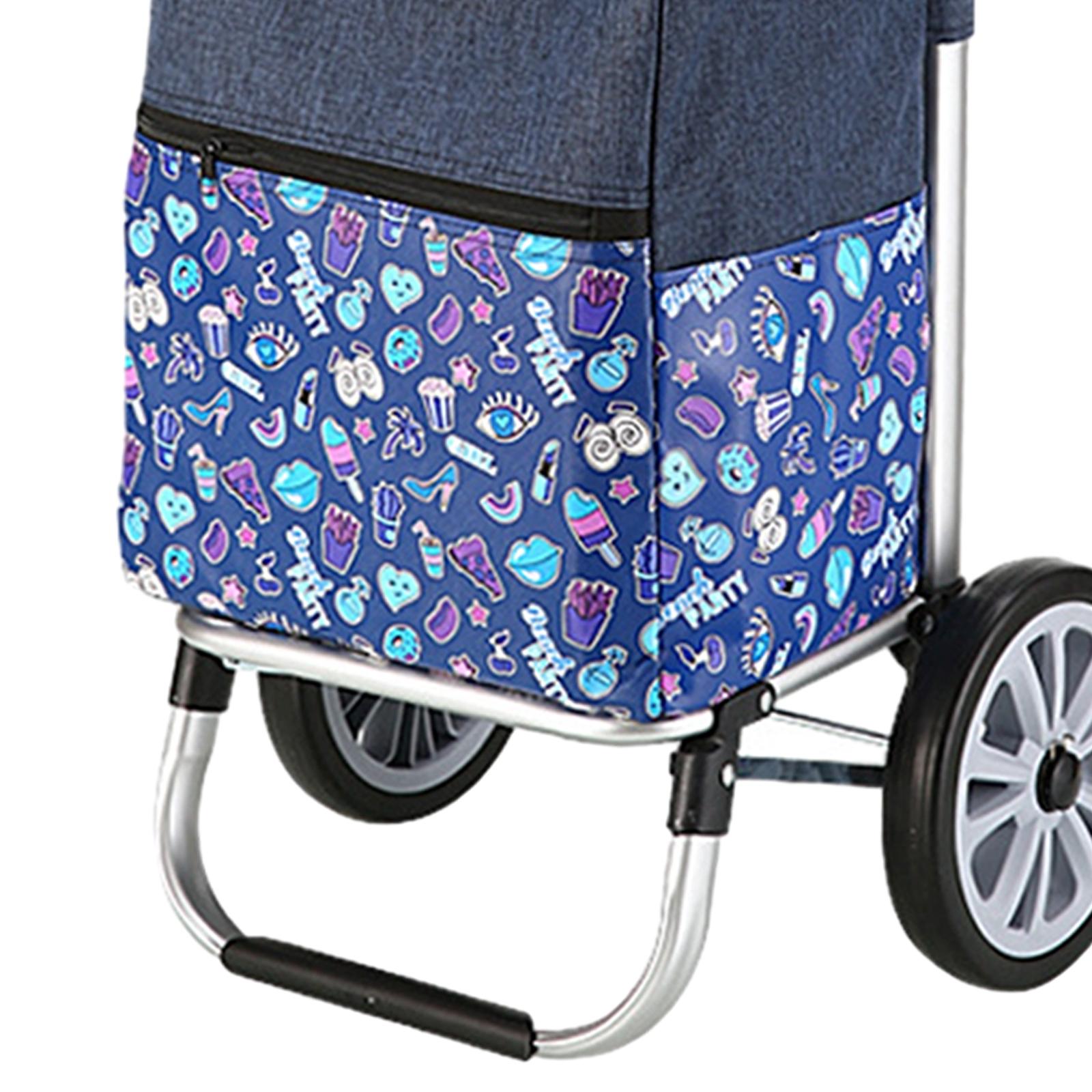 Luggage Trolley Cart Foldable Shopping Cart for Groceries for Transportation blue