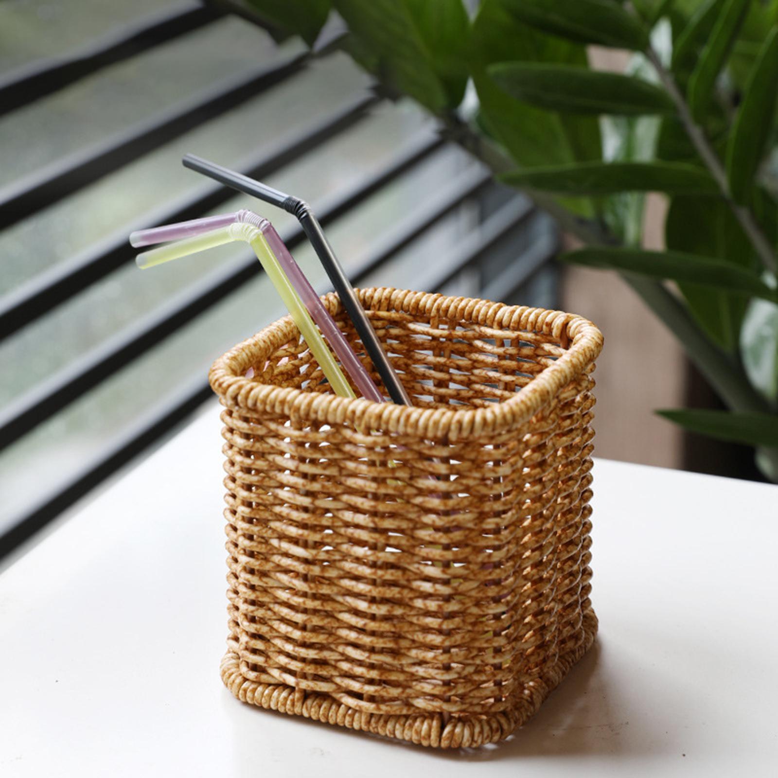 Desk Pen Holder Cup Multipurpose Portable Woven Pen Cup for Adults Boys Kids