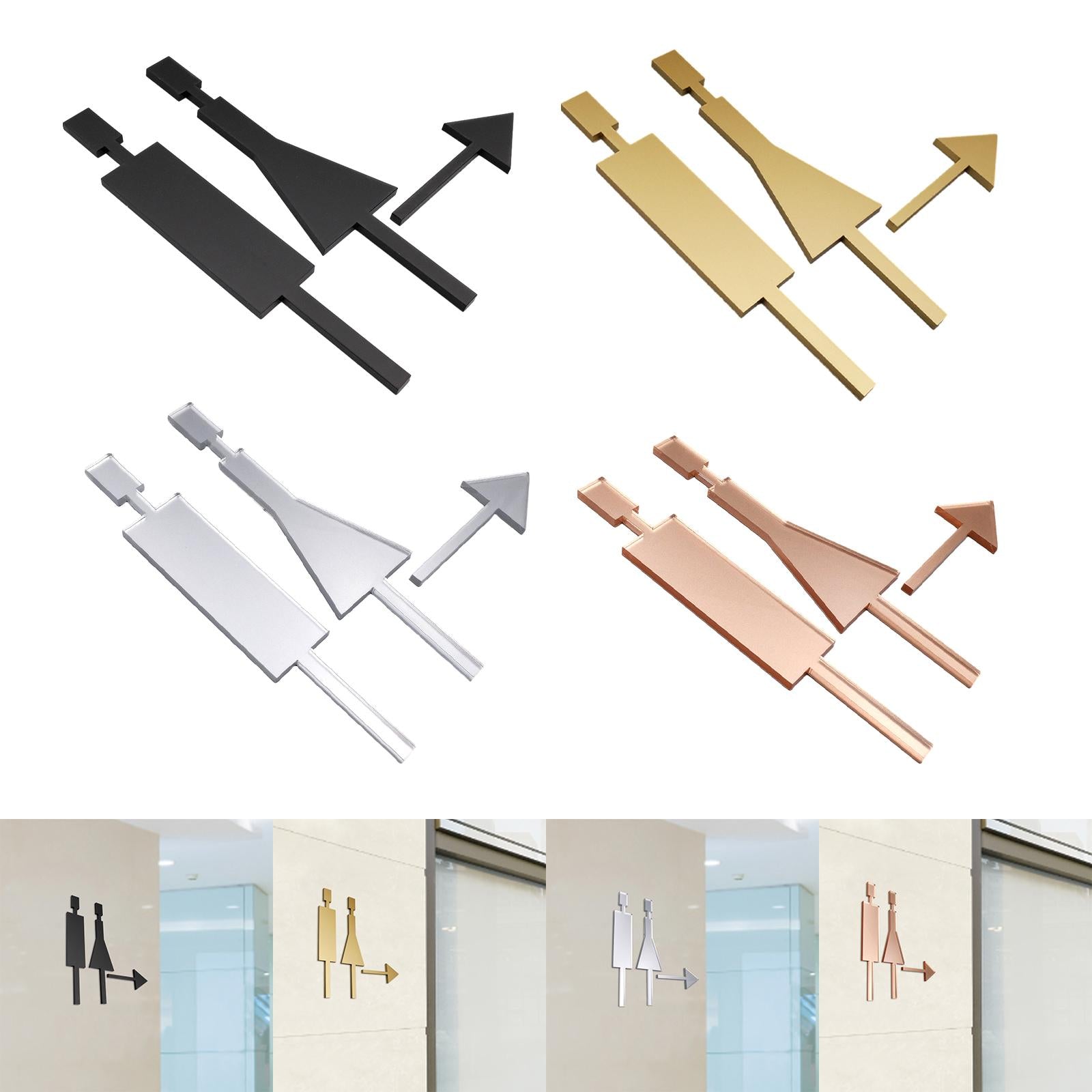 Bathroom Door Signage Decor Simple Restroom Signage for Commercial Bar Store Black