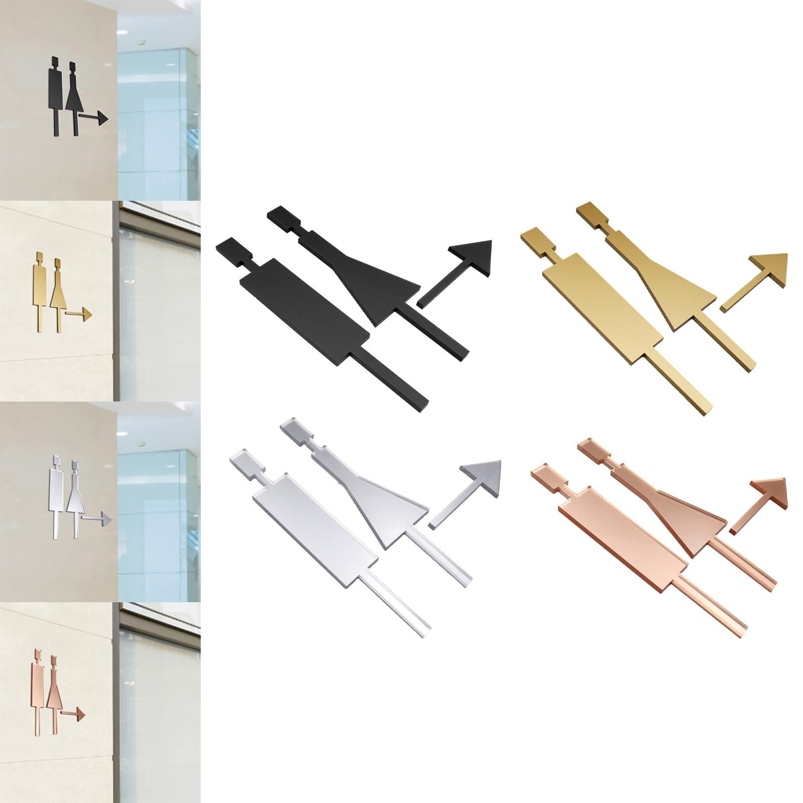 Bathroom Door Signage Decor Simple Restroom Signage for Commercial Bar Store Black