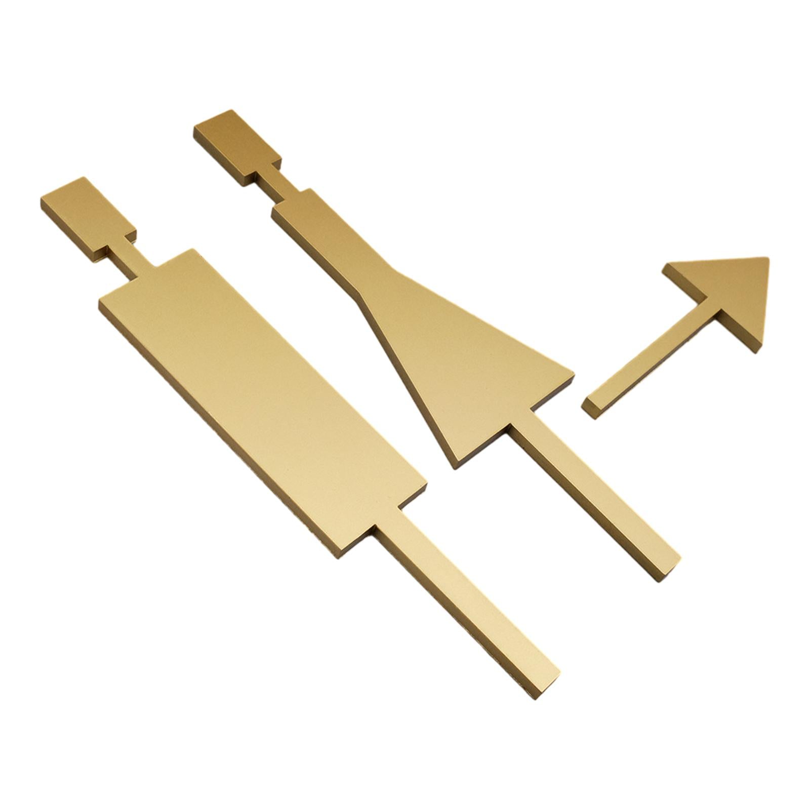 Bathroom Door Signage Decor Simple Restroom Signage for Commercial Bar Store Golden