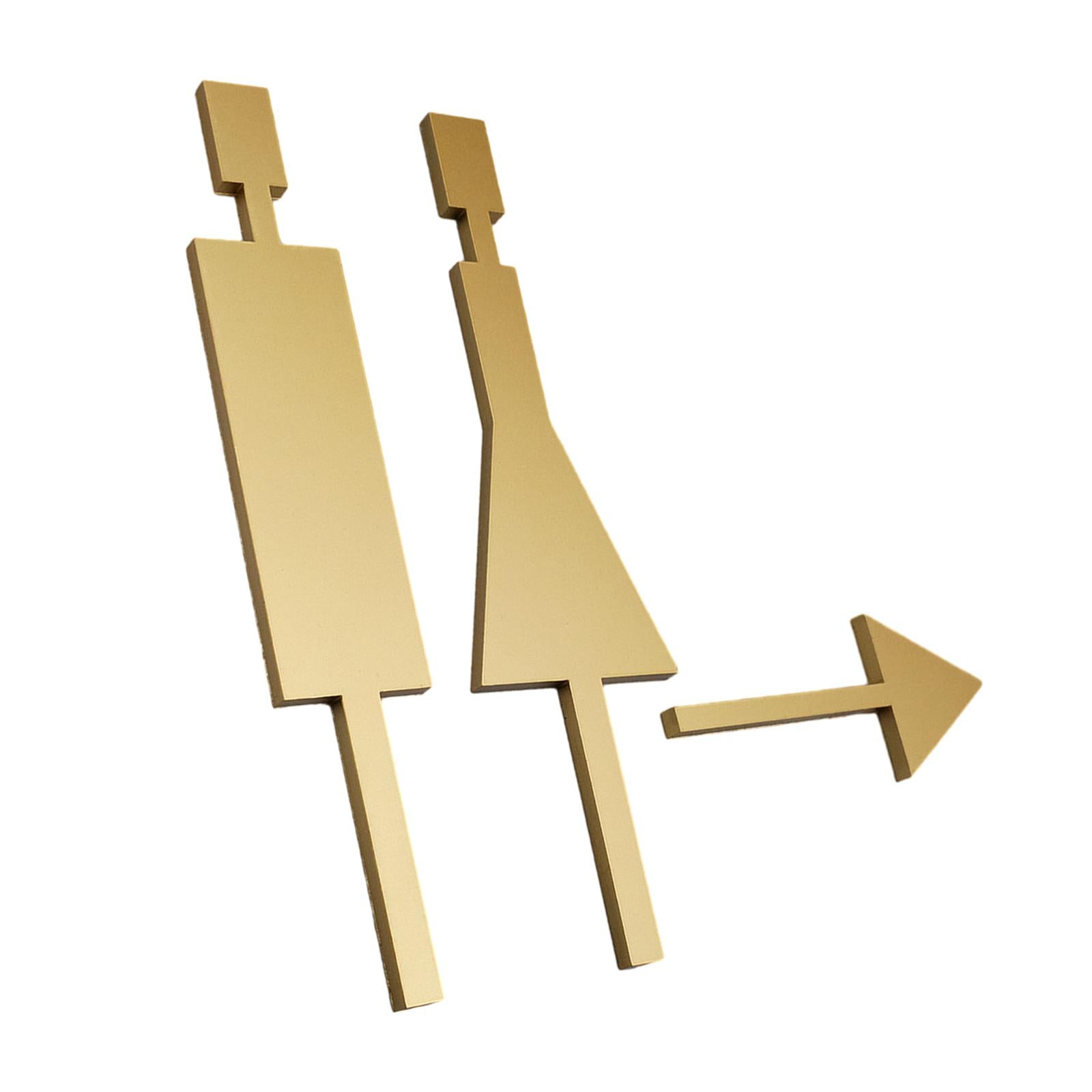 Bathroom Door Signage Decor Simple Restroom Signage for Commercial Bar Store Golden