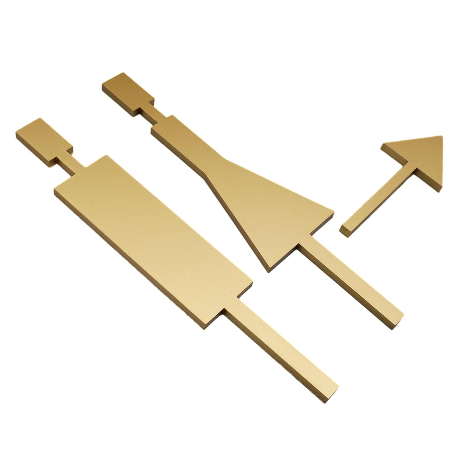 Bathroom Door Signage Decor Simple Restroom Signage for Commercial Bar Store Golden