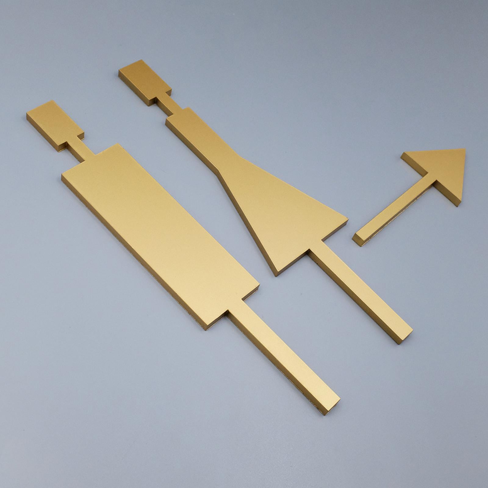 Bathroom Door Signage Decor Simple Restroom Signage for Commercial Bar Store Golden