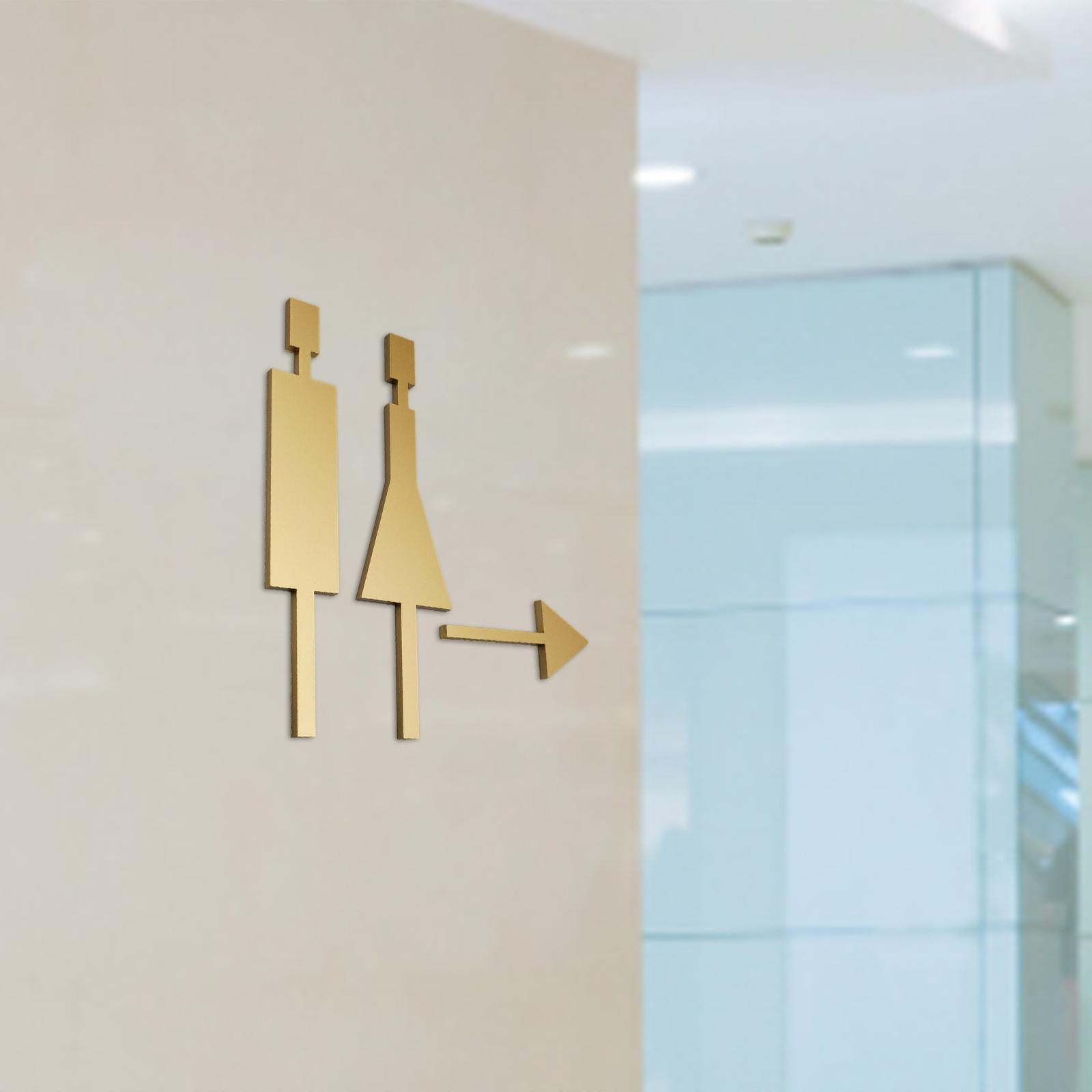 Bathroom Door Signage Decor Simple Restroom Signage for Commercial Bar Store Golden