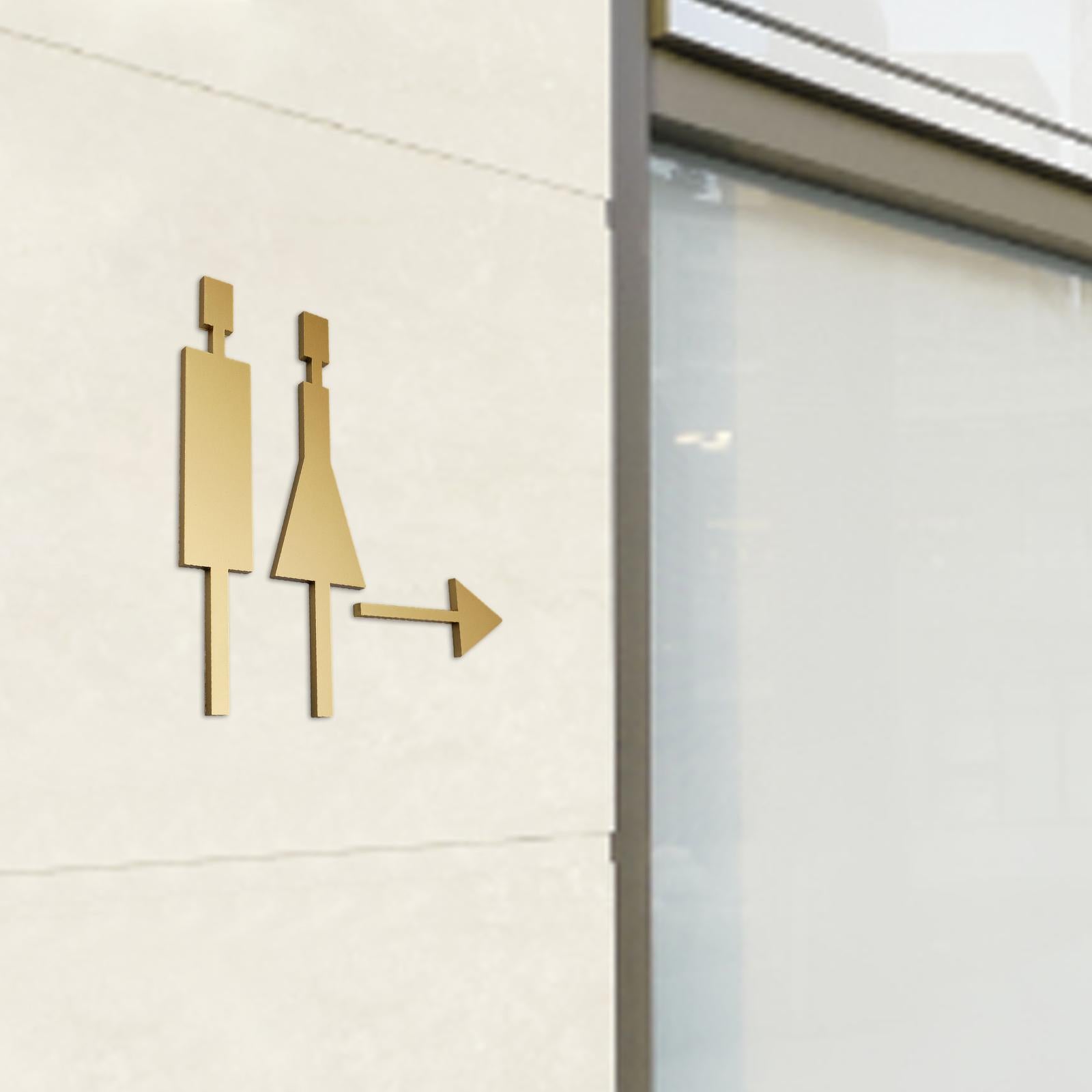 Bathroom Door Signage Decor Simple Restroom Signage for Commercial Bar Store Golden