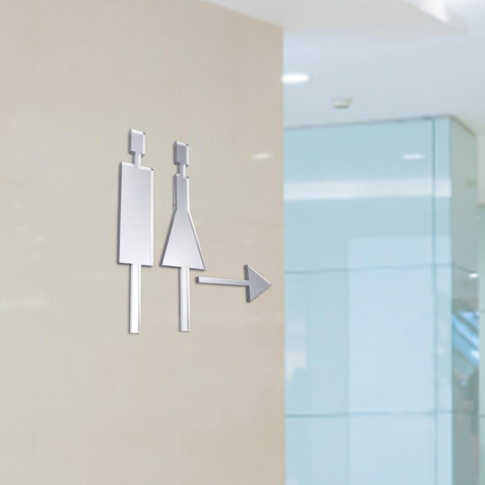 Bathroom Door Signage Decor Simple Restroom Signage for Commercial Bar Store Silver
