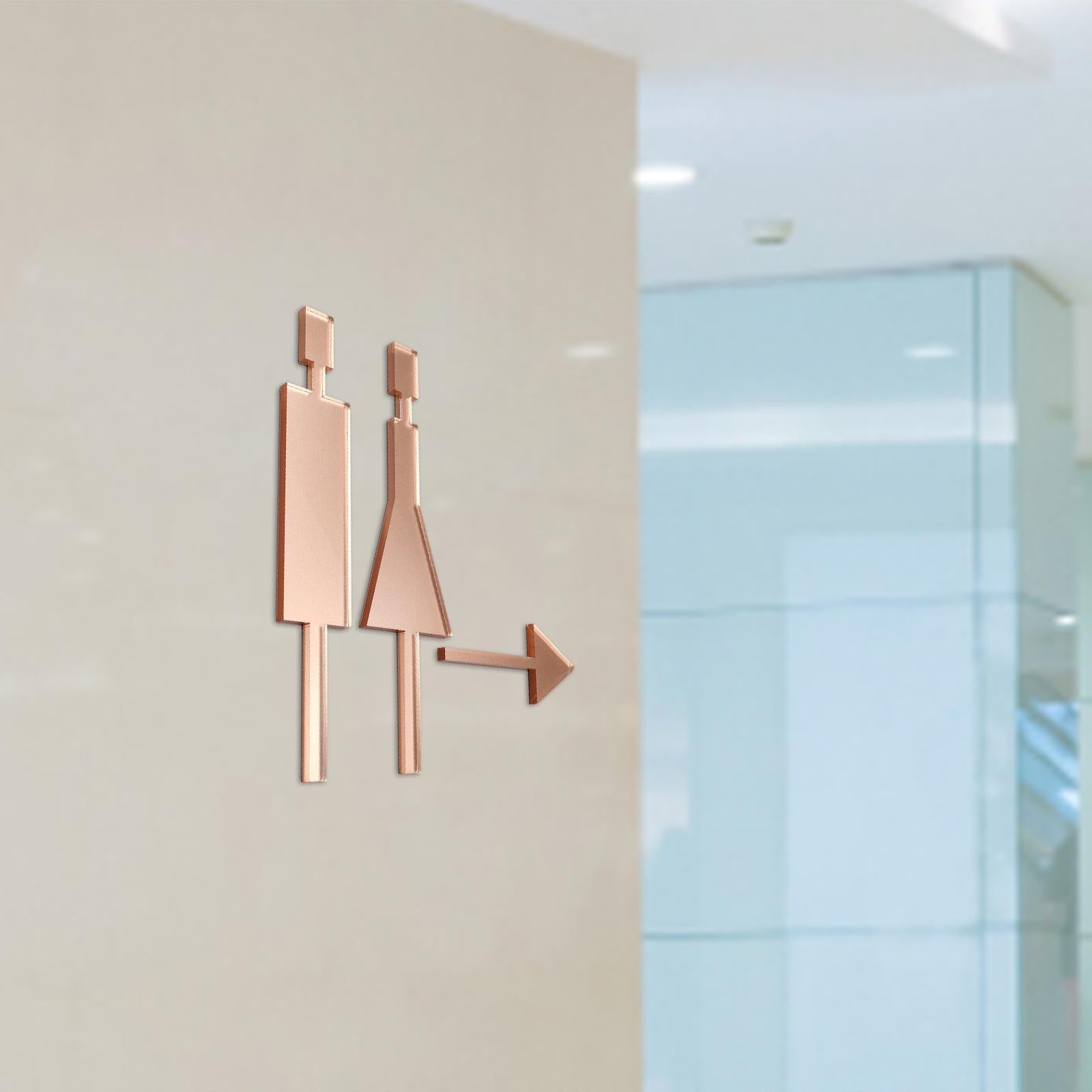 Bathroom Door Signage Decor Simple Restroom Signage for Commercial Bar Store Rose Gold