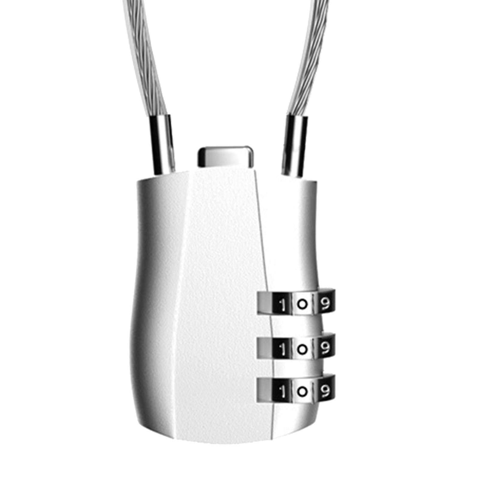 3 Digit Combination Lock Metal Cable Password Lock for Cabinets Bags Luggage gray