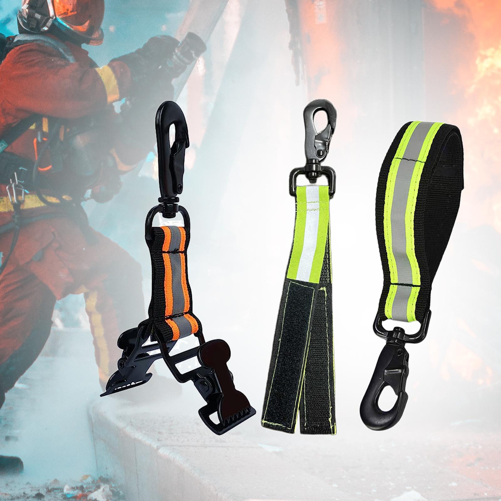 Firefighting Glove Strap Sturdy Reflective Nylon Webbing Gloves Safety Leash Orange Double Clip