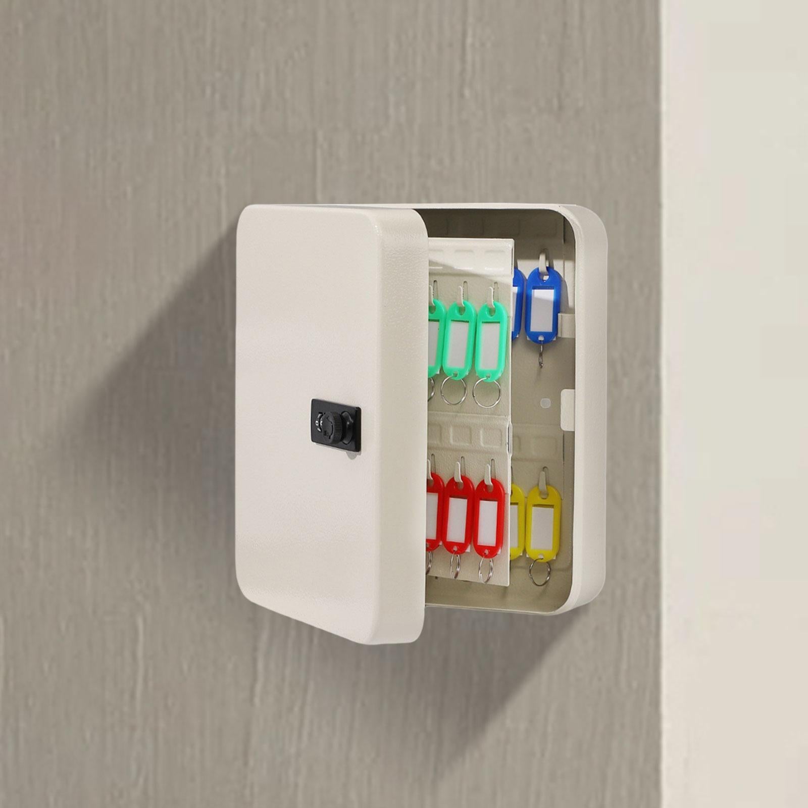 Key Lock Box Key Cabinet with Combination Lock for Valet Services White 28 hook