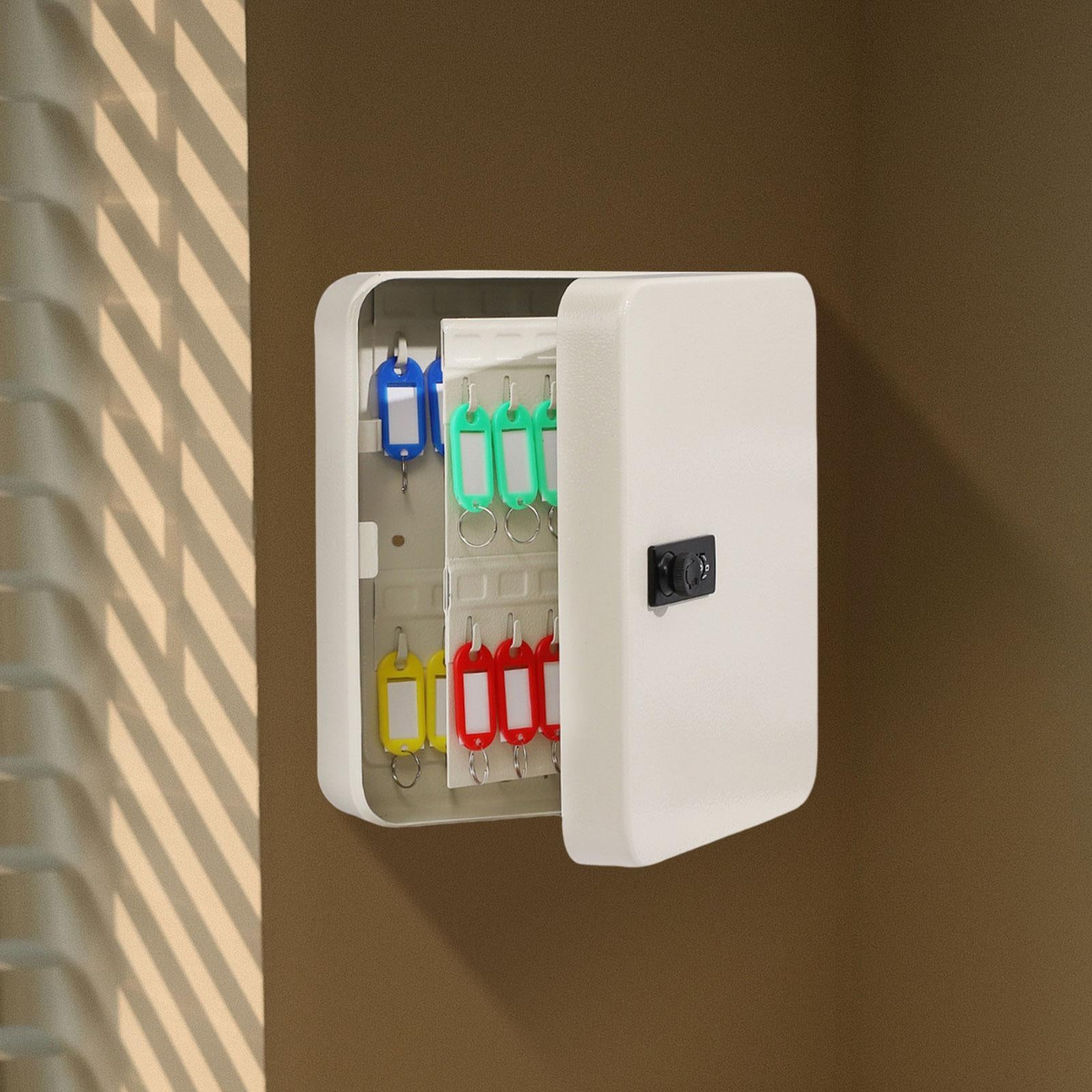 Key Lock Box Key Cabinet with Combination Lock for Valet Services White 28 hook