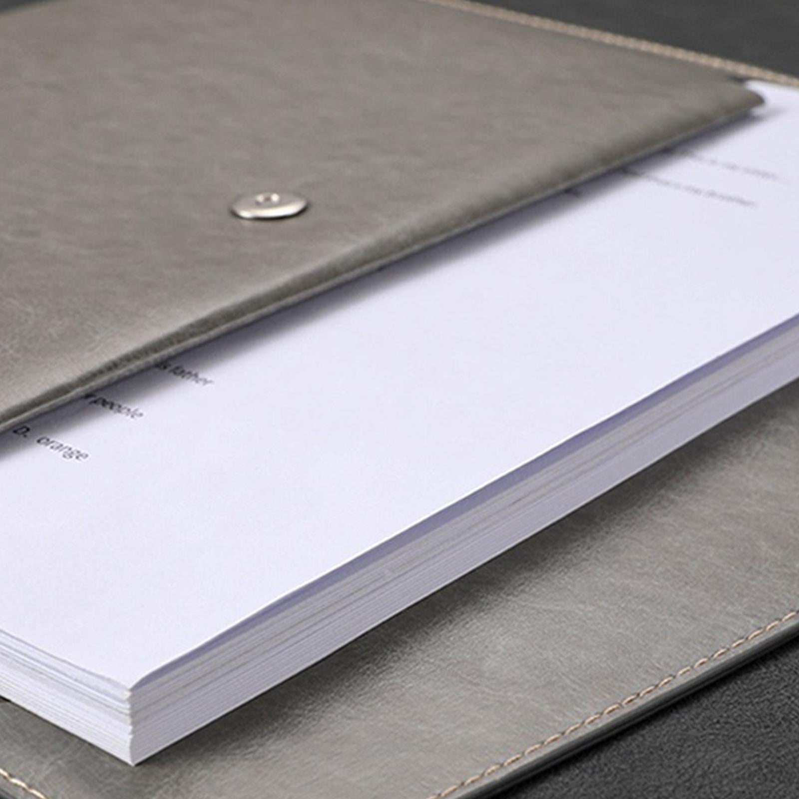 PU Leather Folder Portable Expanding File Organizer for Home Teaching Family Gray