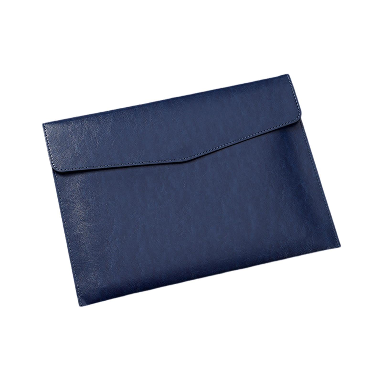 PU Leather Folder Portable Expanding File Organizer for Home Teaching Family Blue