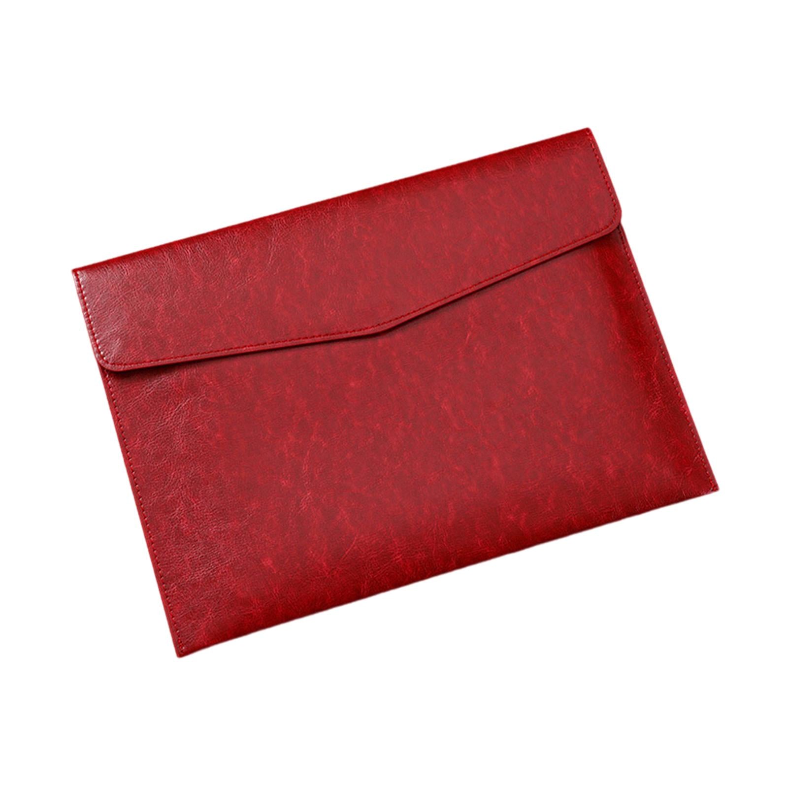 PU Leather Folder Portable Expanding File Organizer for Home Teaching Family Red