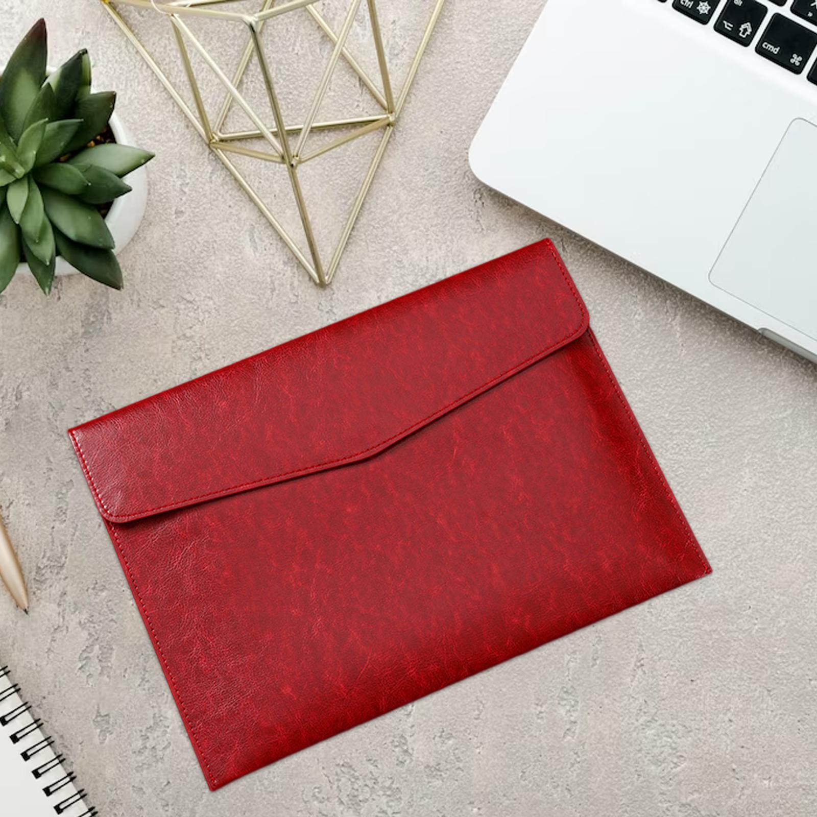 PU Leather Folder Portable Expanding File Organizer for Home Teaching Family Red