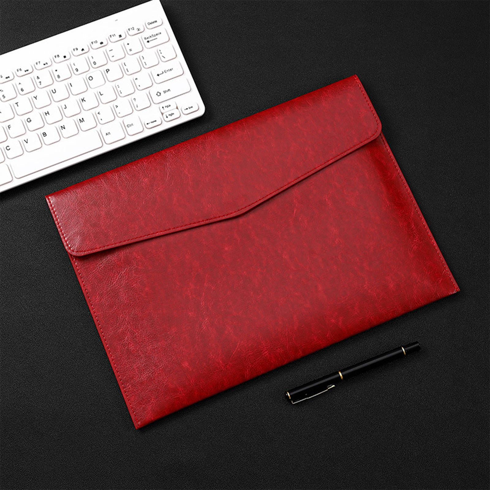 PU Leather Folder Portable Expanding File Organizer for Home Teaching Family Red