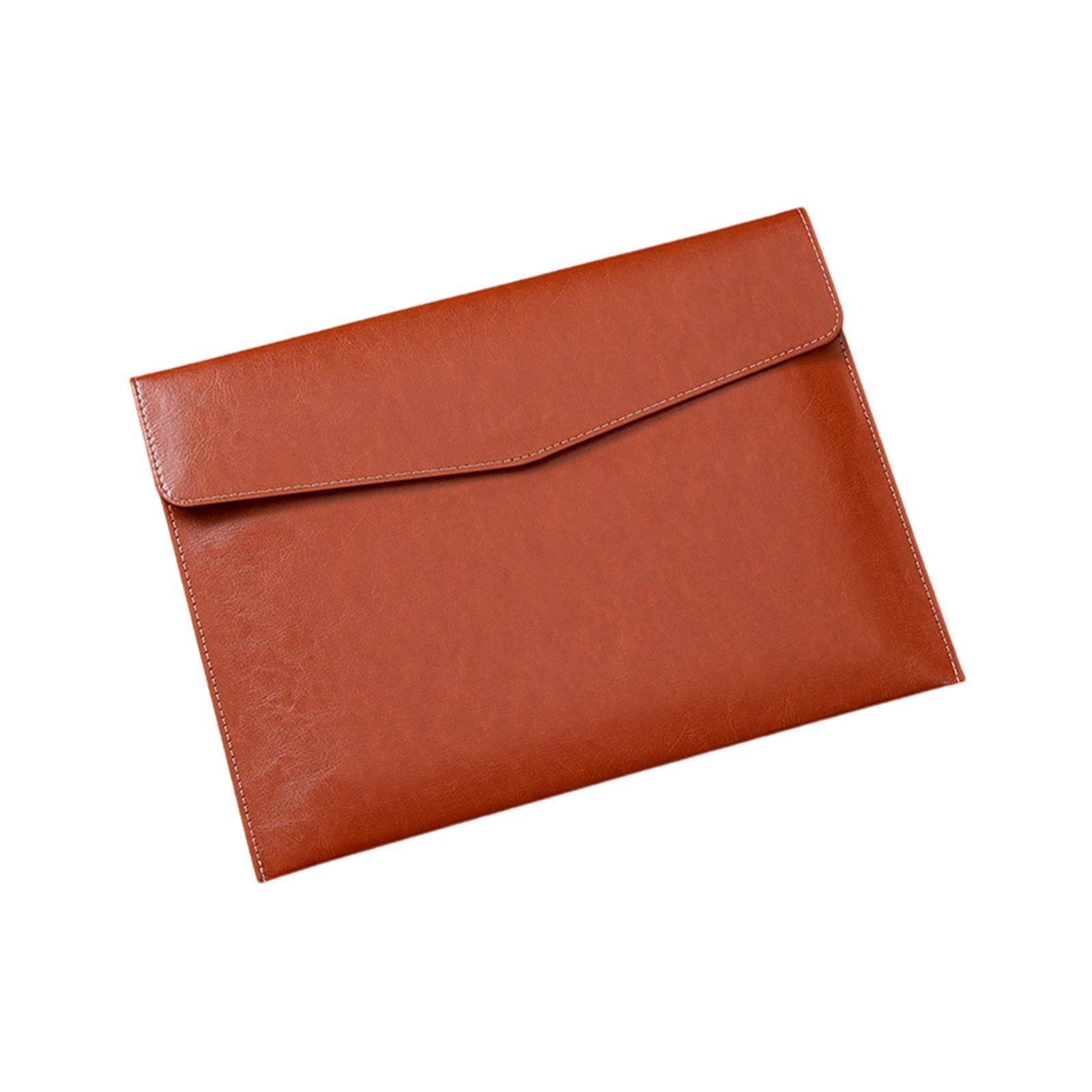 PU Leather Folder Portable Expanding File Organizer for Home Teaching Family Brown