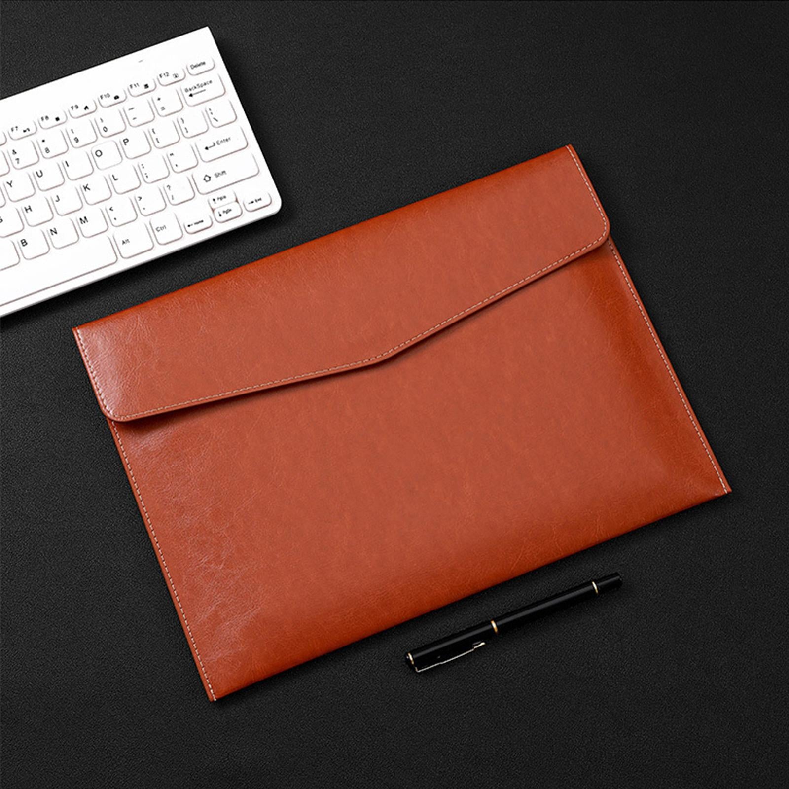 PU Leather Folder Portable Expanding File Organizer for Home Teaching Family Brown