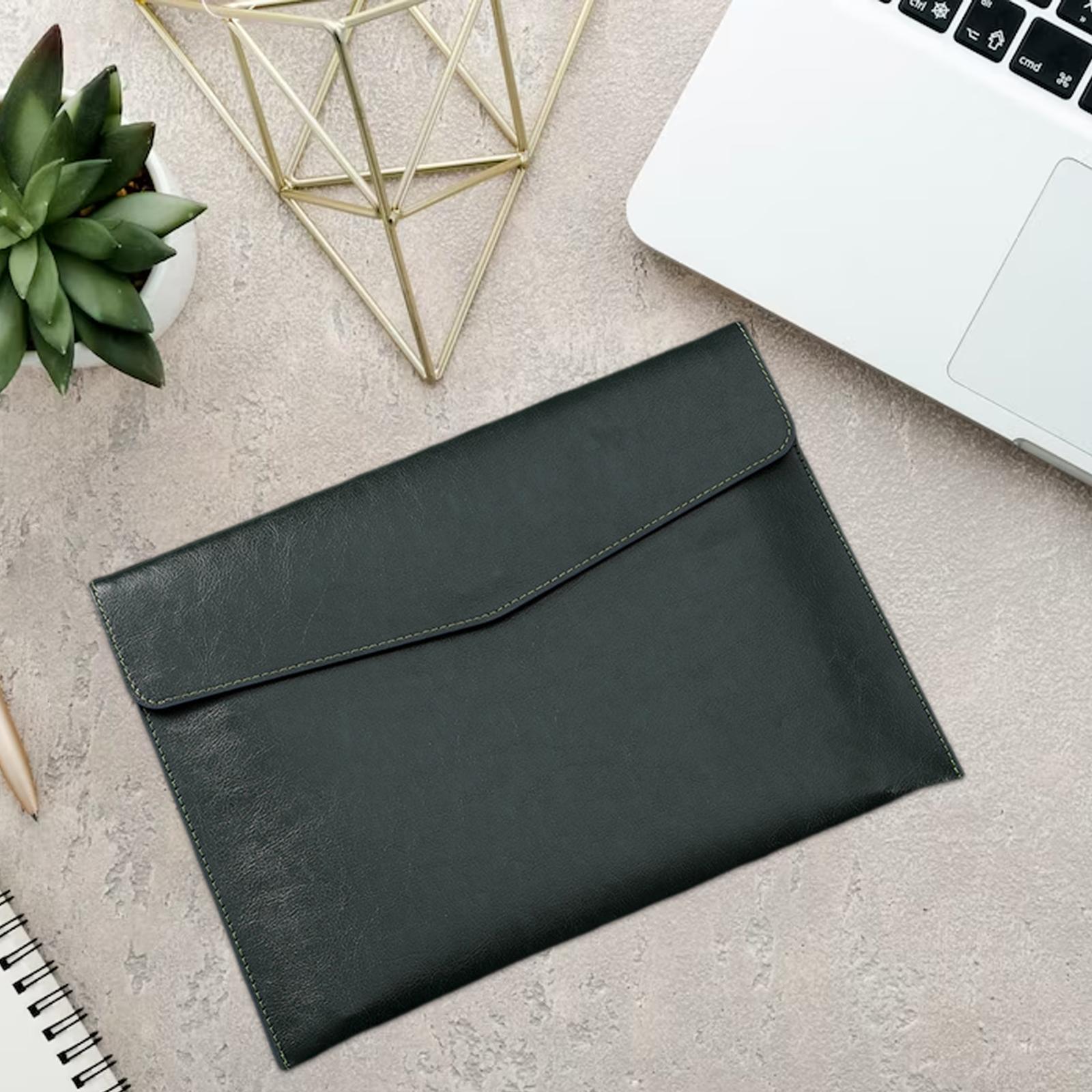 PU Leather Folder Portable Expanding File Organizer for Home Teaching Family Navy blue