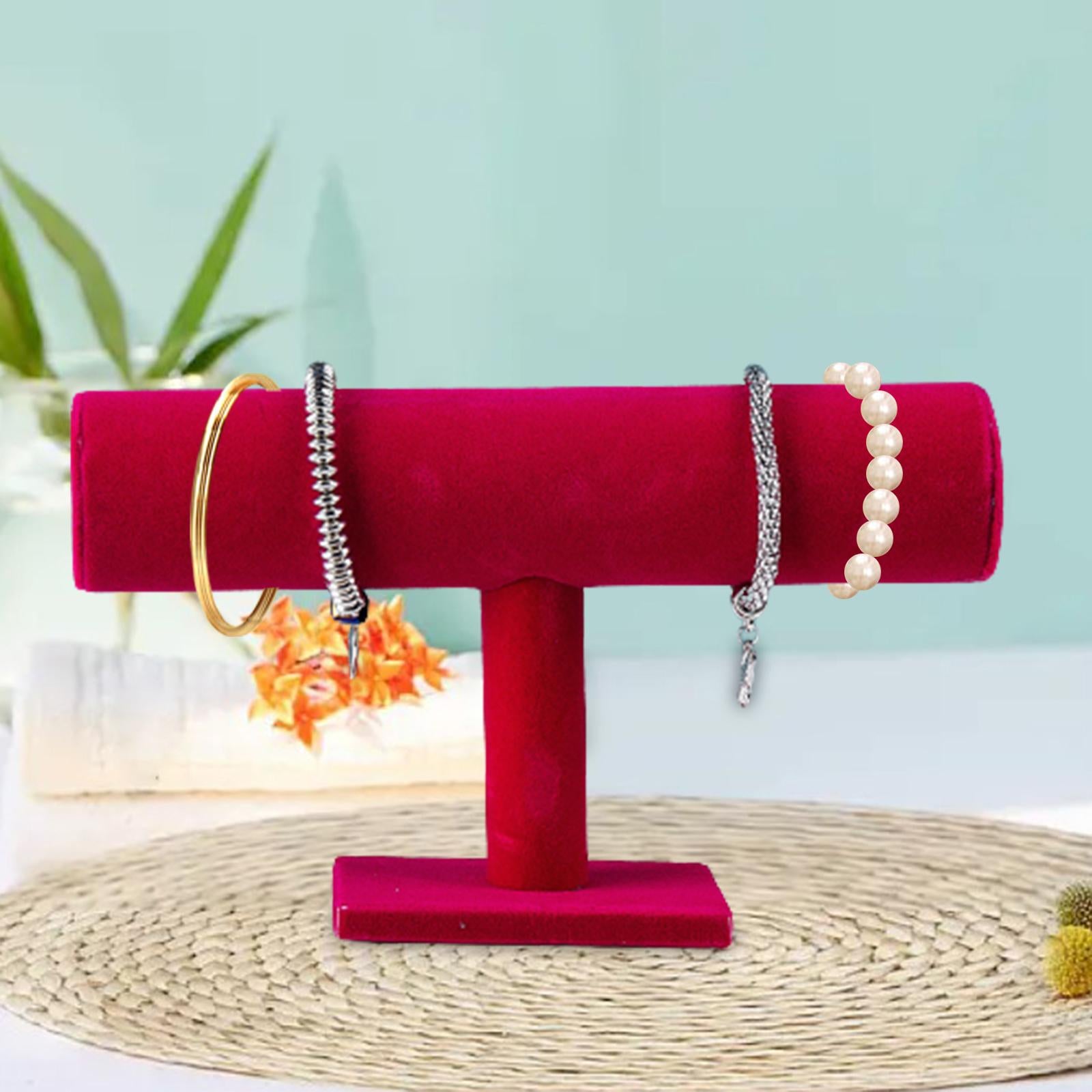 Jewelry Display Stand Wristwatch Holder for Bracelets Necklace Earring Rose Red