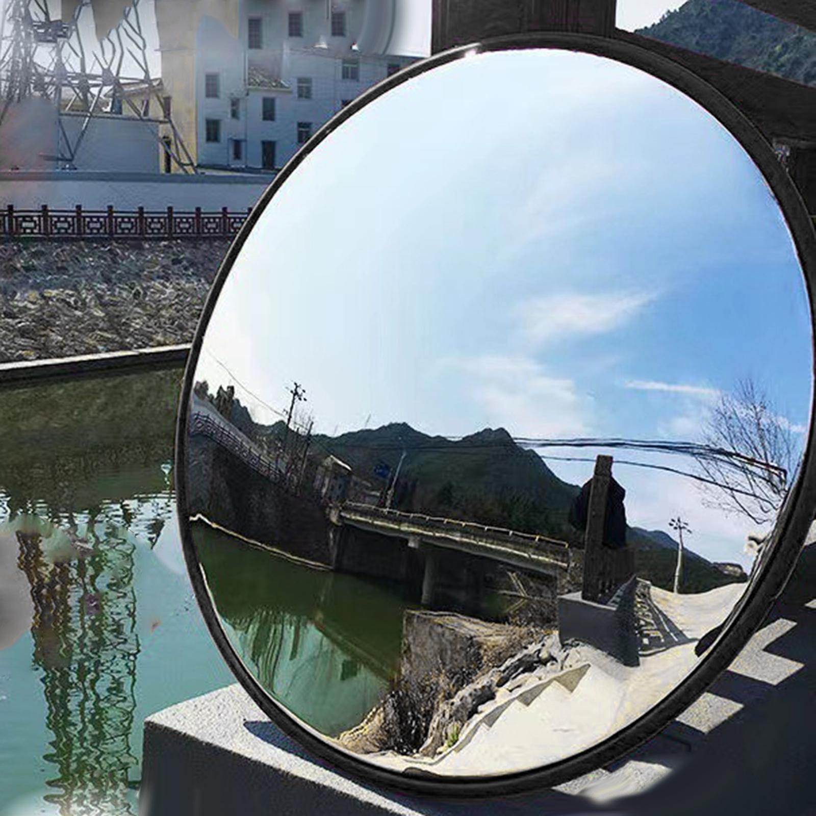 Convex Mirror Safety Curved Safety Mirror Warehouse Wide Angle Corner Mirror 45cm indoor black