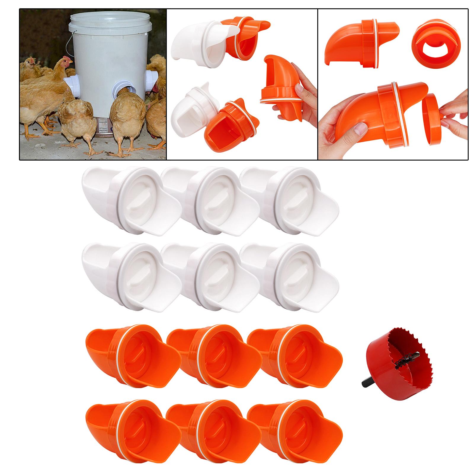 6 Pieces Automatic Poultry Feeder Reusable No Waste for Chicken Barrels Bins White