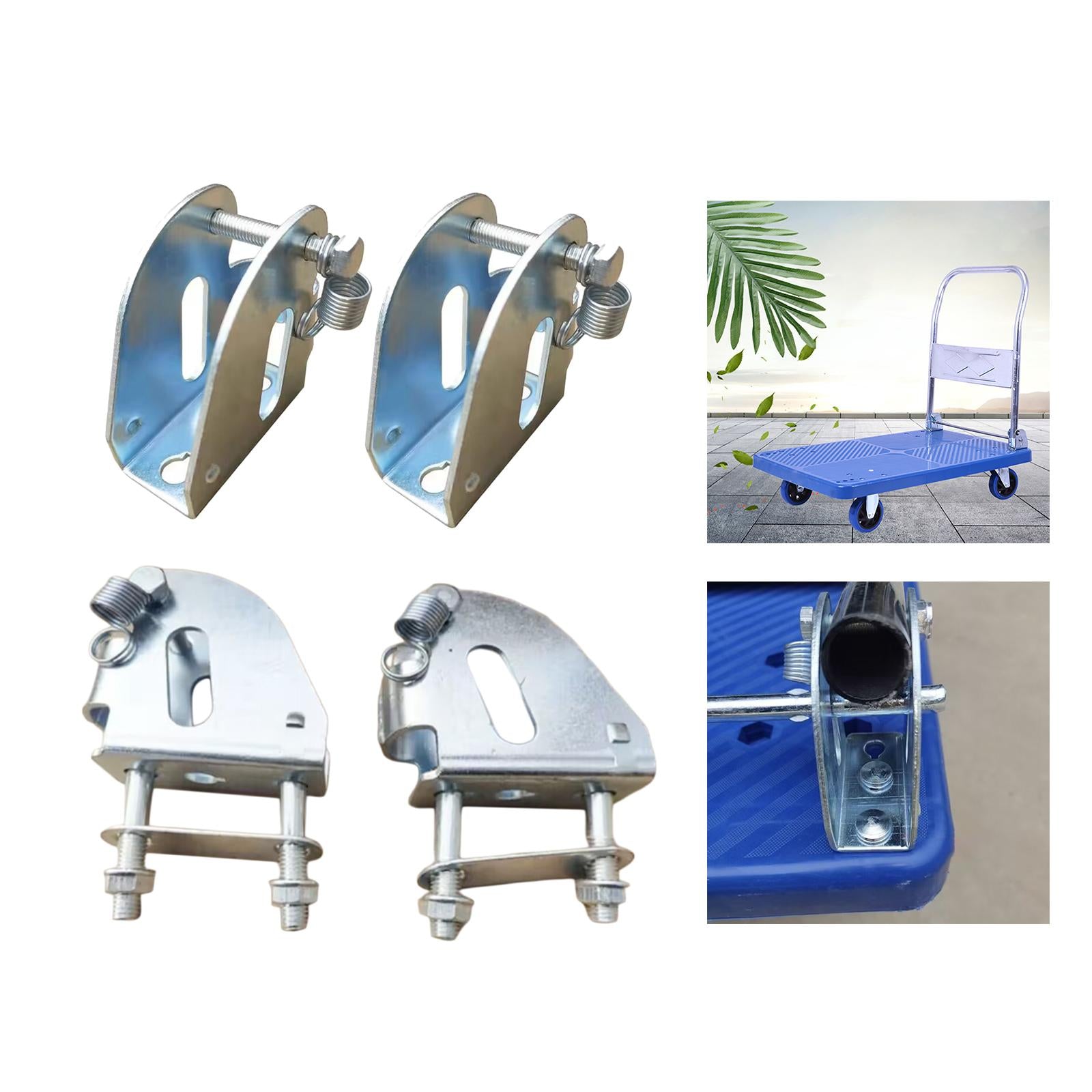 Foldable Push Hand Cart Base Hinge Sturdy for Rolling Trolley Cart Parts Accs Without Screws
