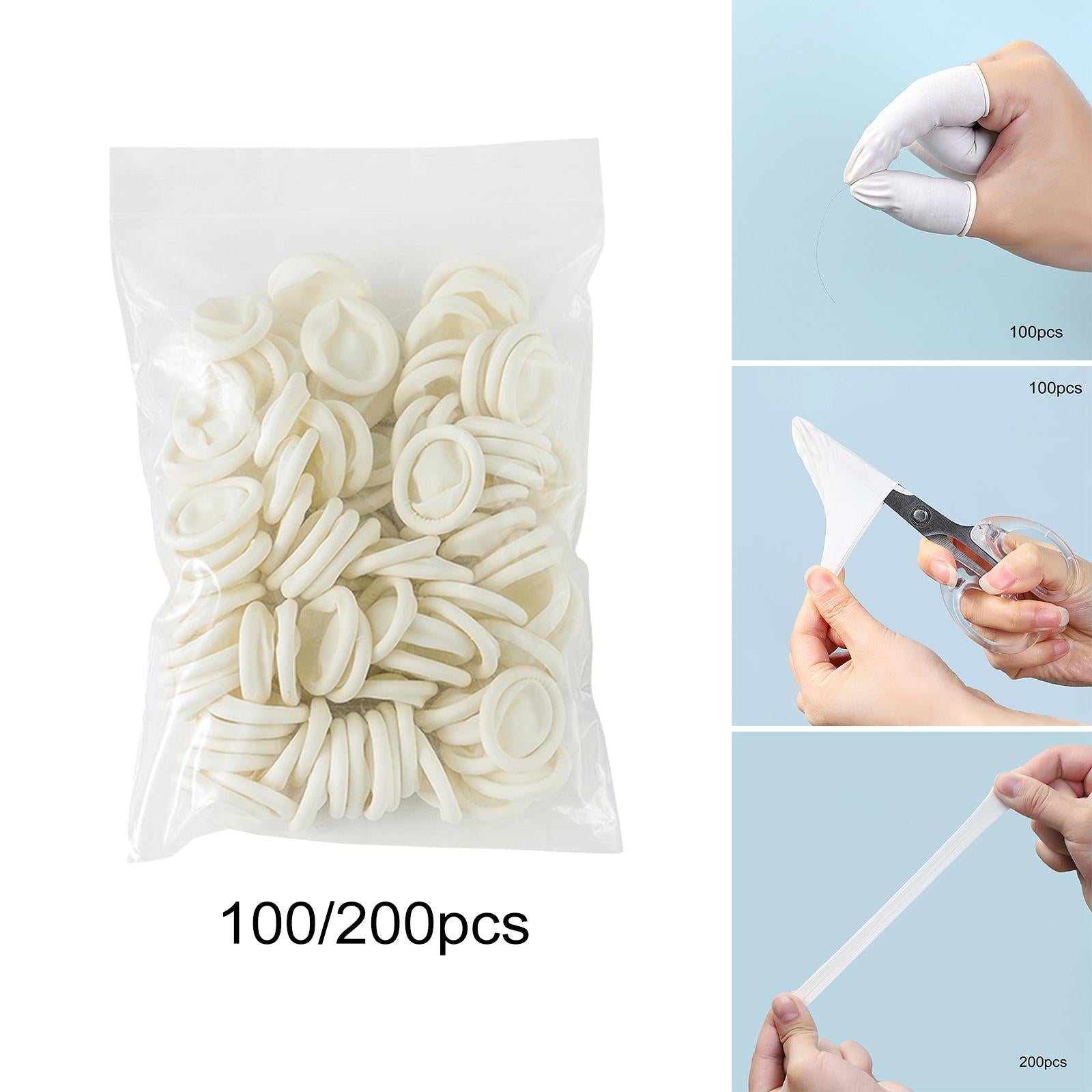4xRubber Fingertips Protective Latex Finger Cots for Jewelry Cleaning Nail Art 100Pcs