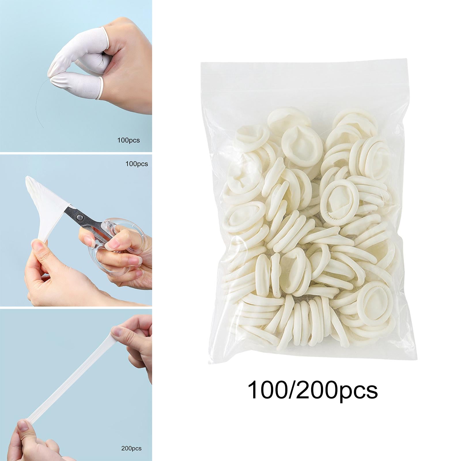 2xRubber Fingertips Protective Latex Finger Cots for Jewelry Cleaning Nail Art 100Pcs
