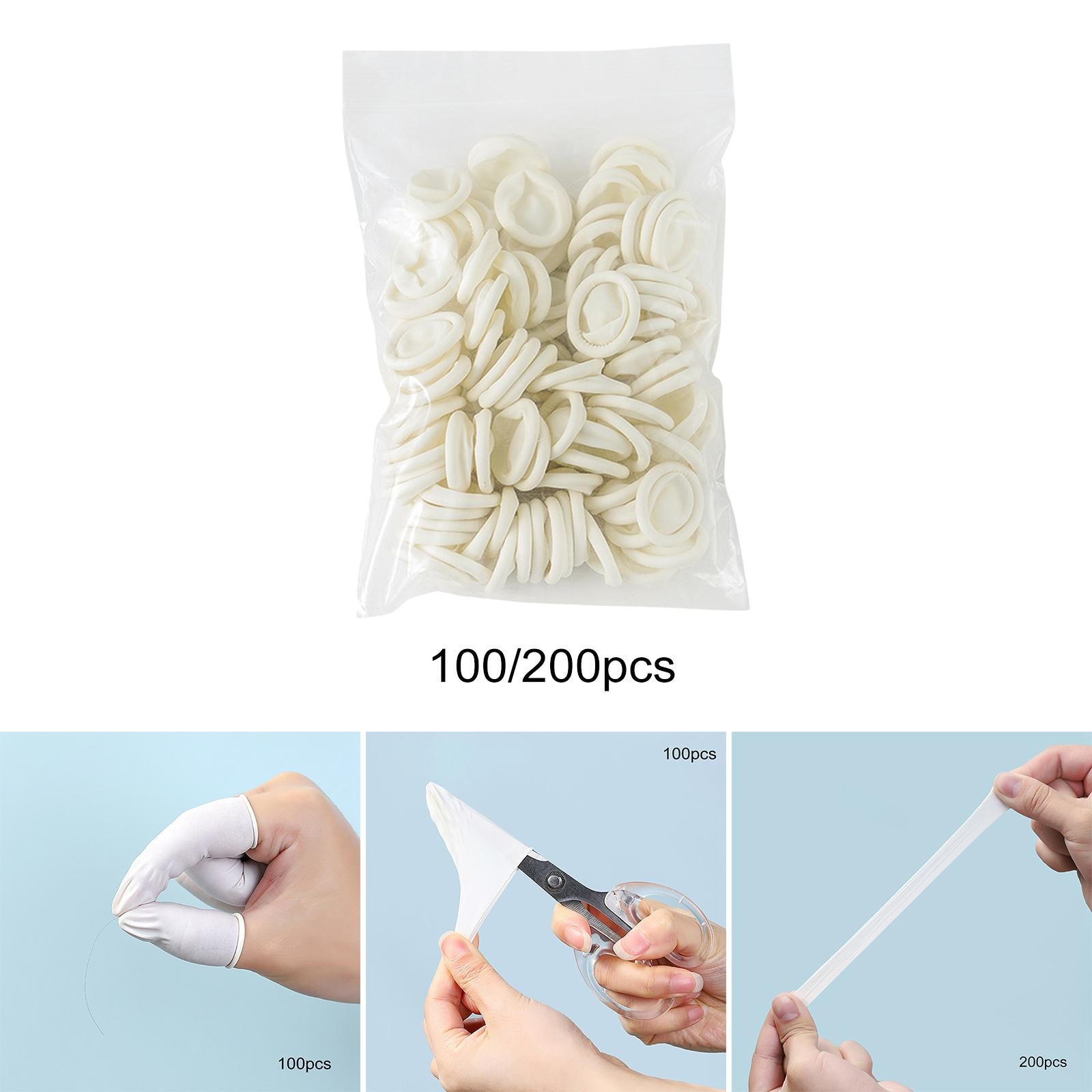 4xRubber Fingertips Protective Latex Finger Cots for Jewelry Cleaning Nail Art 100Pcs
