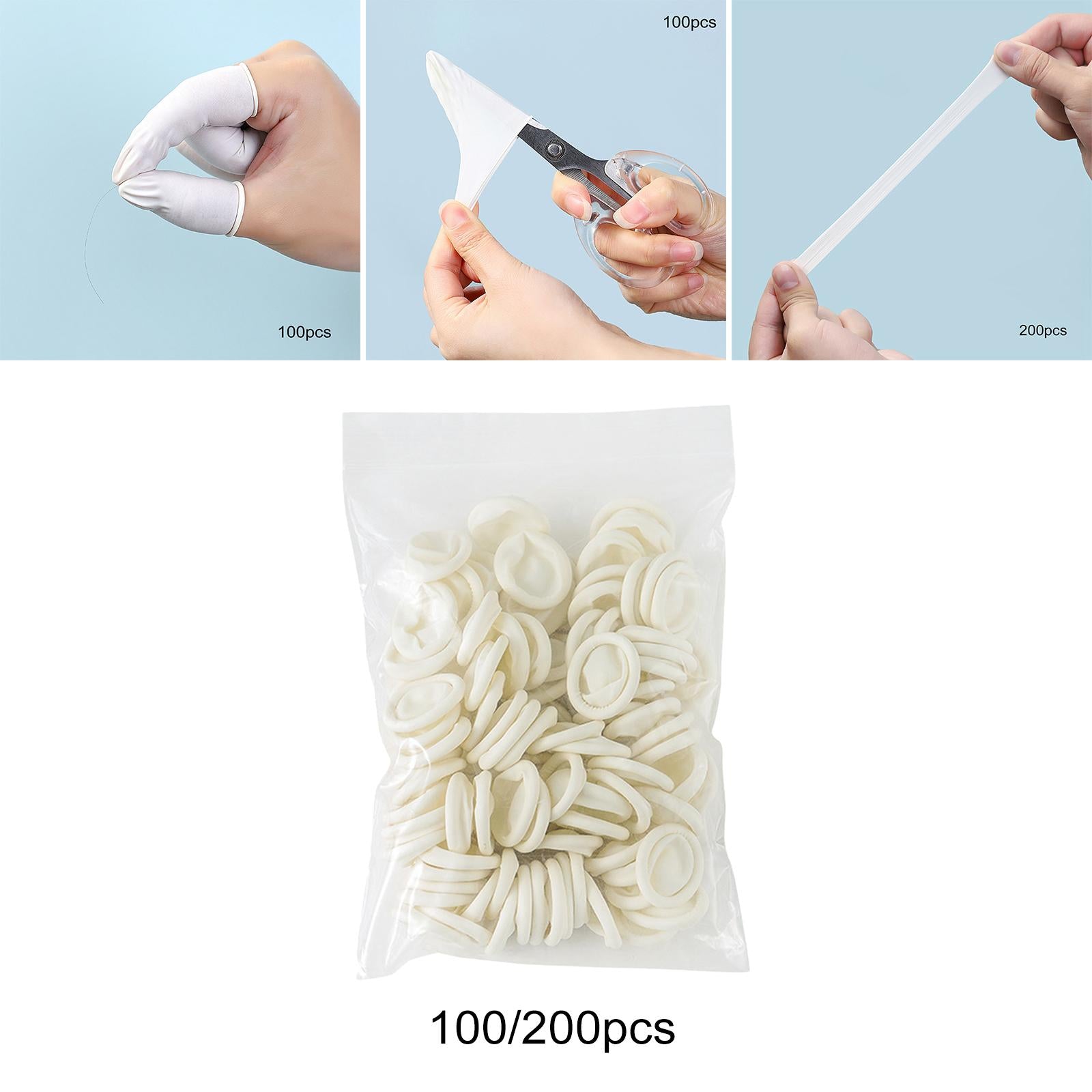 Rubber Fingertips Protective Latex Finger Cots for Jewelry Cleaning Nail Art 100Pcs