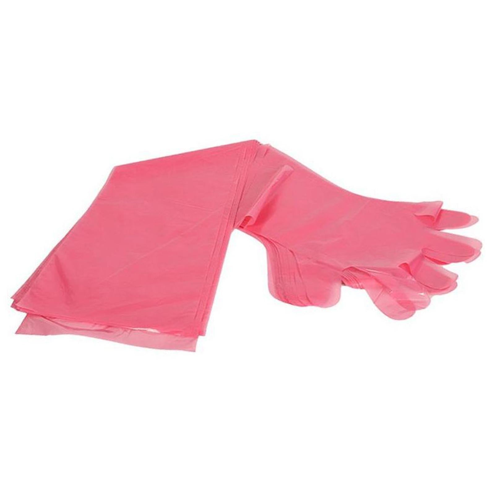 100Pcs Disposable Long Arm Gloves Vet Glove for Fishing Pet Care Beauty Hair White