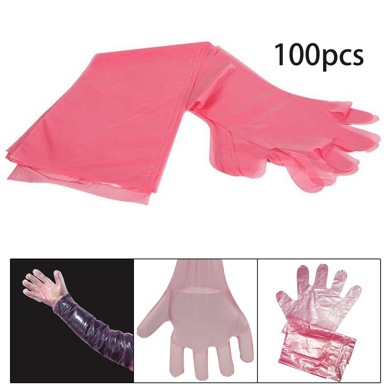 100Pcs Disposable Long Arm Gloves Vet Glove for Fishing Pet Care Beauty Hair White