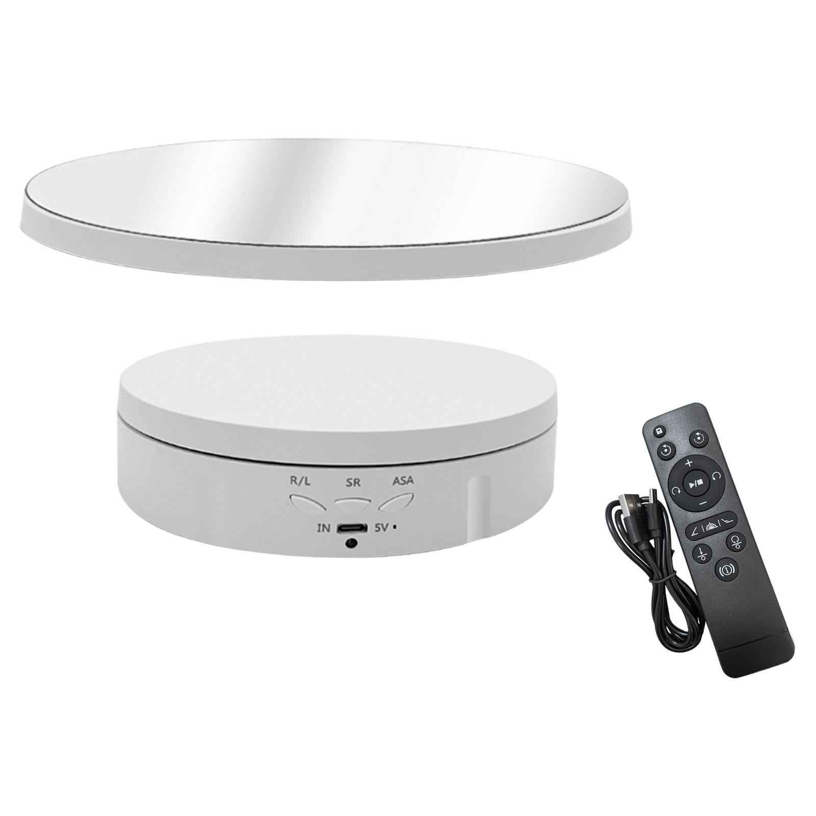 360 Degree Turntable Display Stand Mirror Covered for Video Cake Photography White